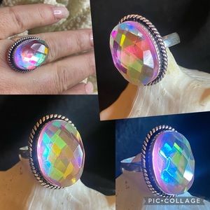 Sparkly Pink Tourmaline vintage inspired facet cut statement ring